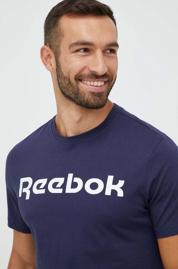 Reebok Pamučna majica Reebok boja: tamno plava, s tiskom