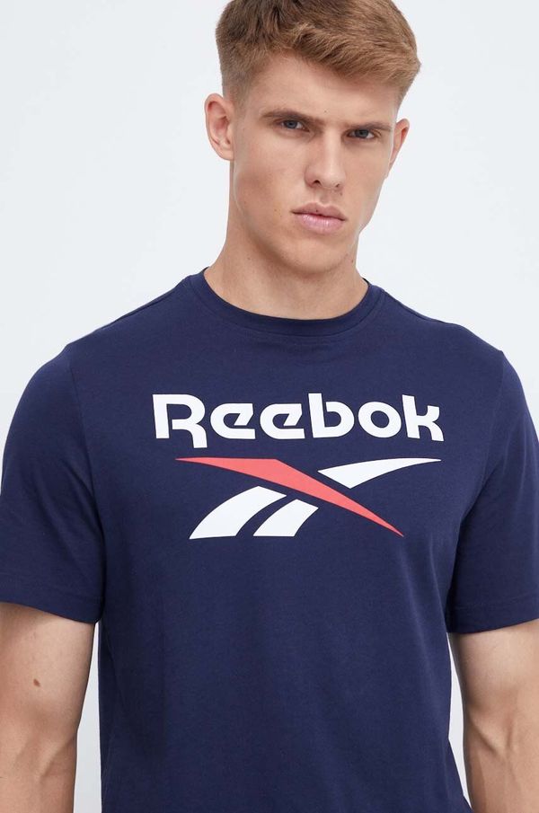 Reebok Pamučna majica Reebok boja: tamno plava, s tiskom