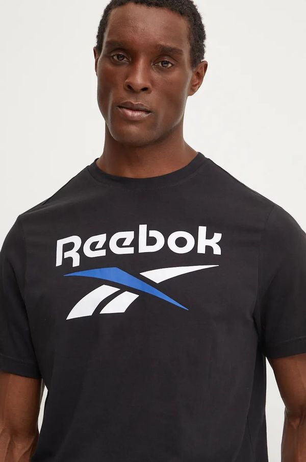 Reebok Pamučna majica Reebok za muškarce, boja: crna, s tiskom, 100206029
