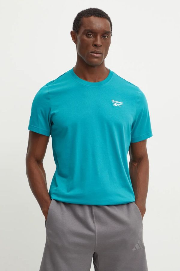 Reebok Pamučna majica Reebok za muškarce, boja: zelena, s aplikacijom, 100206016