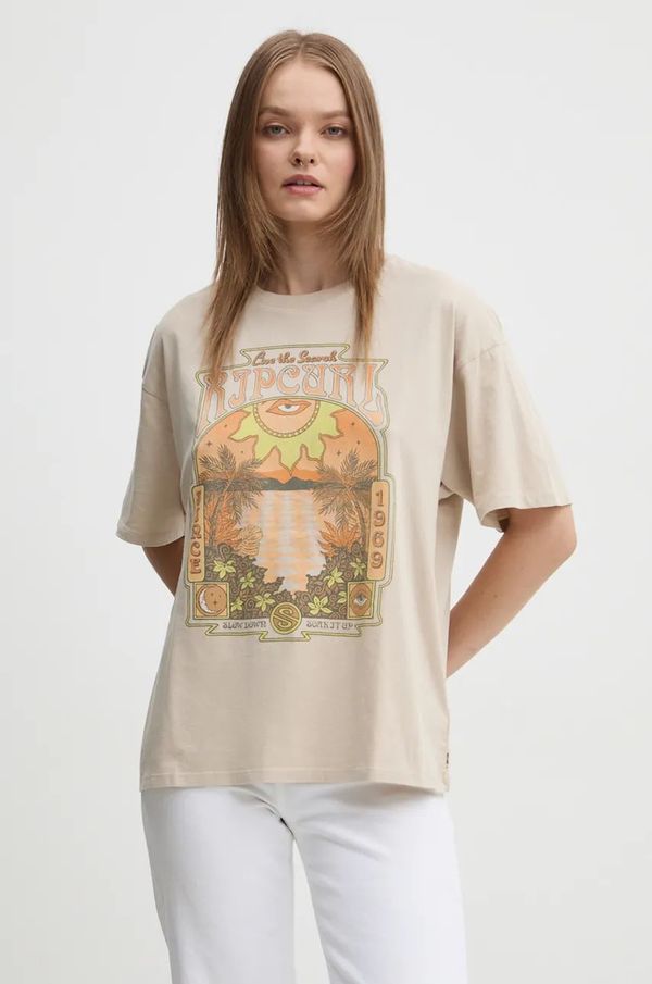 Rip Curl Pamučna majica Rip Curl SLOW DOWN za žene, boja: bež, 0D4WTE