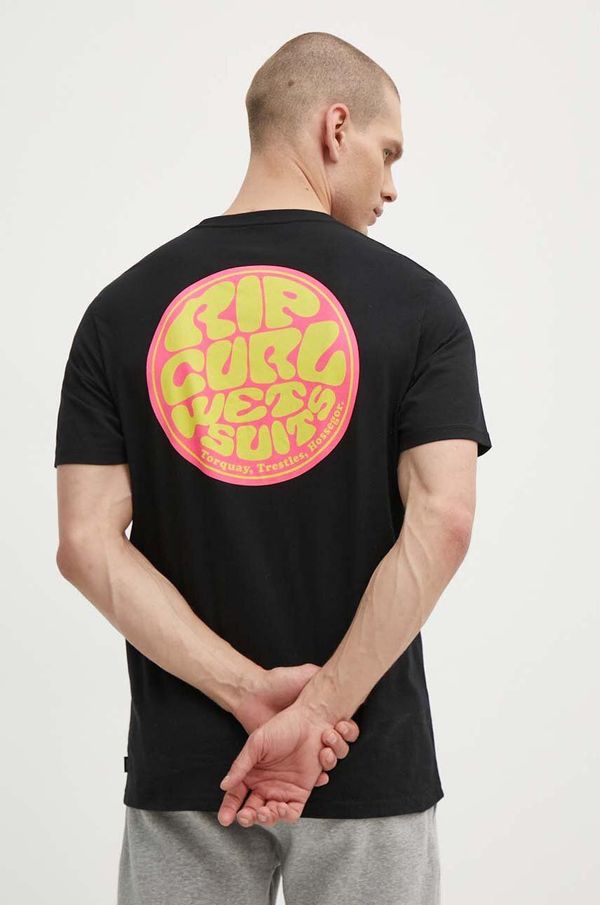 Rip Curl Pamučna majica Rip Curl za muškarce, boja: crna, s tiskom