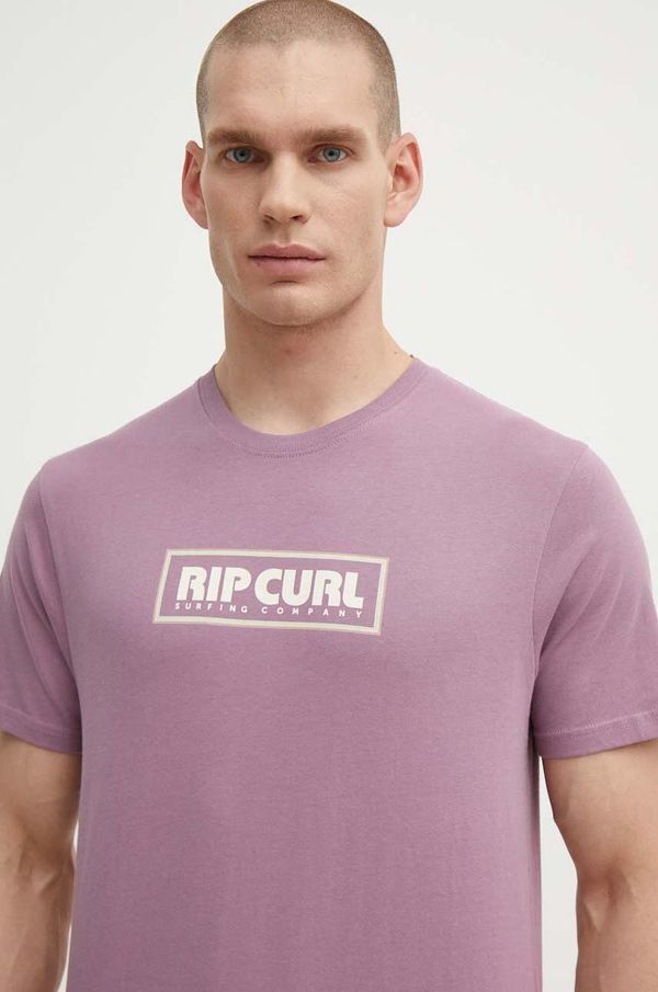 Rip Curl Pamučna majica Rip Curl za muškarce, boja: ljubičasta, s tiskom