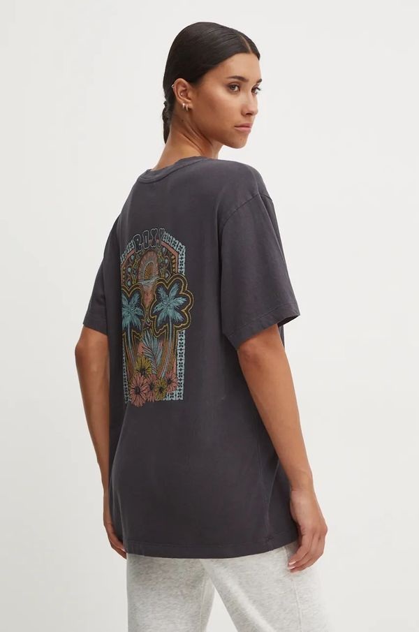 Roxy Pamučna majica Roxy To The Sun za žene, boja: siva, ERJZT05798