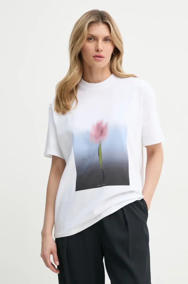 Samsoe Samsoe Pamučna majica Samsoe Samsoe SAEIRA za žene, boja: bijela, F25100136