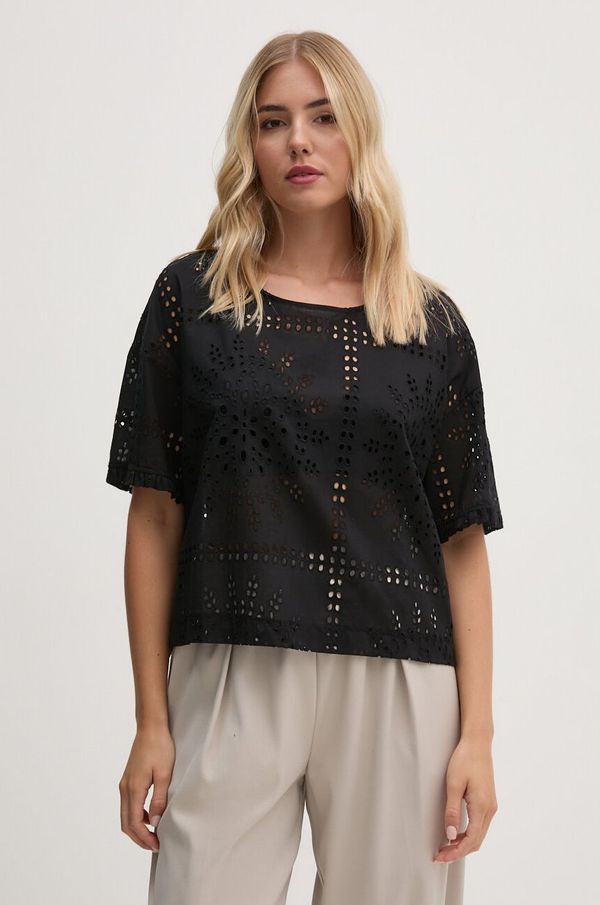 Sandro Ferrone Pamučna majica Sandro Ferrone za žene, boja: crna, bez uzorka, SFS14XBDBENEVOLO