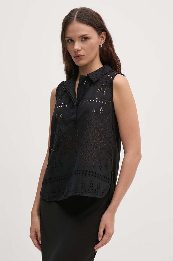 Sandro Ferrone Pamučna majica Sandro Ferrone za žene, boja: crna, bez uzorka, SFS14XBDBOOGABO