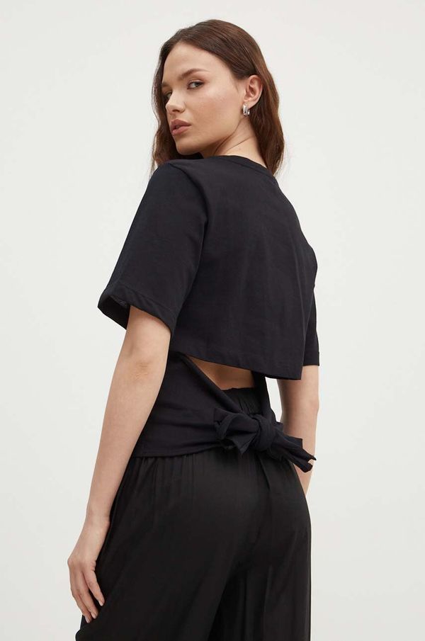 Sisley Pamučna majica Sisley boja: crna