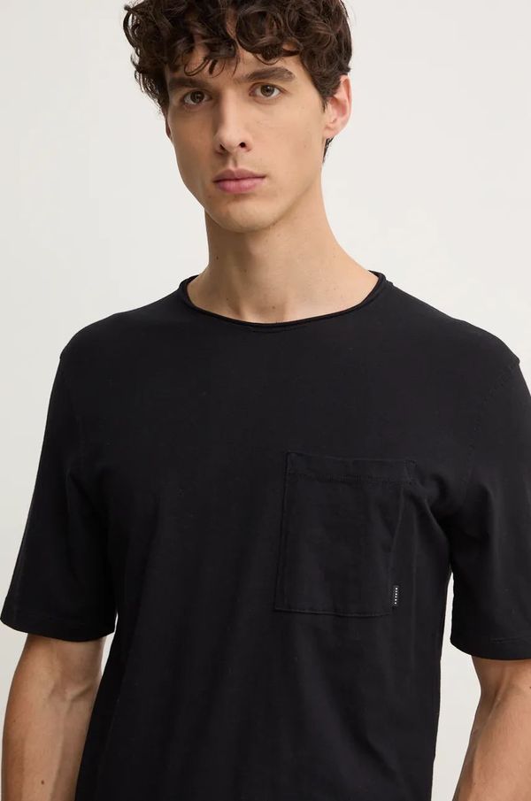 Sisley Pamučna majica Sisley za muškarce, boja: crna, bez uzorka, 3I1XS1042