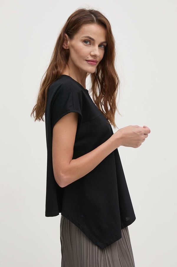 Sisley Pamučna majica Sisley za žene, boja: crna, 3J5CL105U