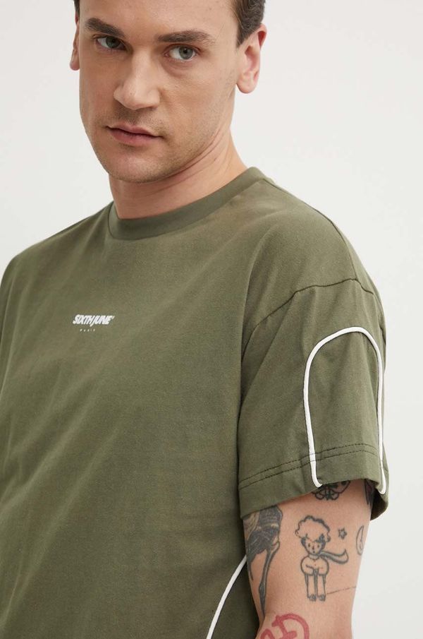 Sixth June Pamučna majica Sixth June za muškarce, boja: zelena, bez uzorka