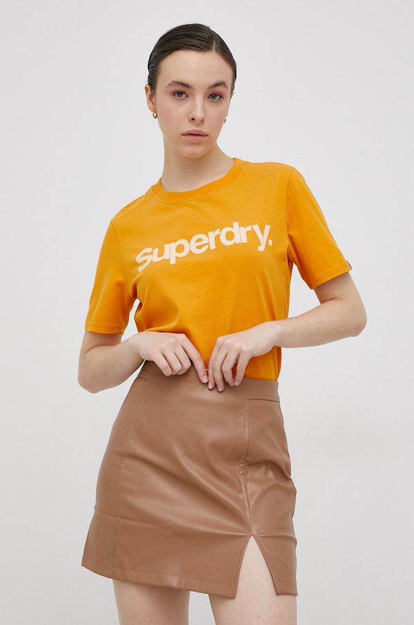 Superdry Pamučna majica Superdry boja: narančasta
