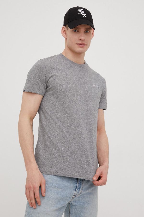 Superdry Pamučna majica Superdry boja: siva, jednobojni model