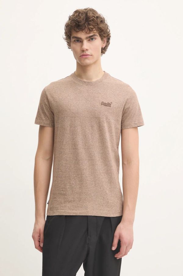 Superdry Pamučna majica Superdry za muškarce, boja: bež, s uzorkom, M1011245A-B7D