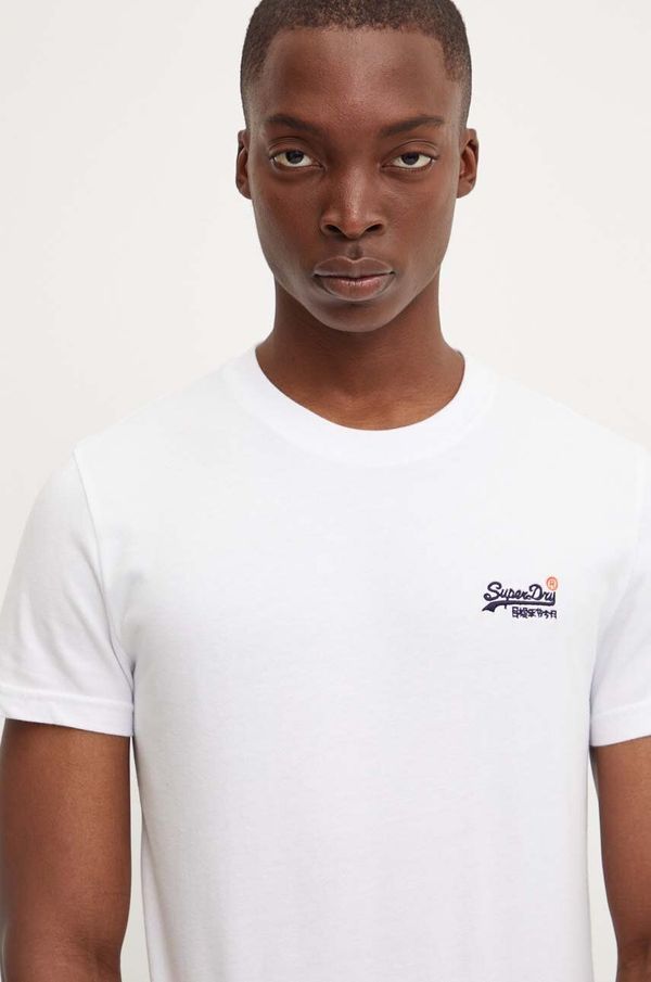 Superdry Pamučna majica Superdry za muškarce, boja: bijela, s aplikacijom, M1012078A-01C