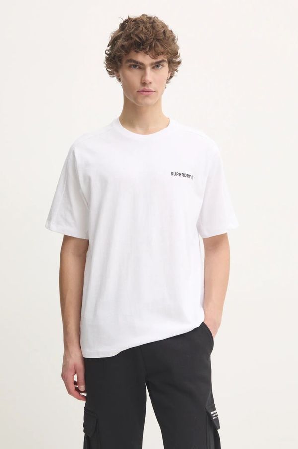 Superdry Pamučna majica Superdry za muškarce, boja: bijela, s aplikacijom, M1012083A-T7X