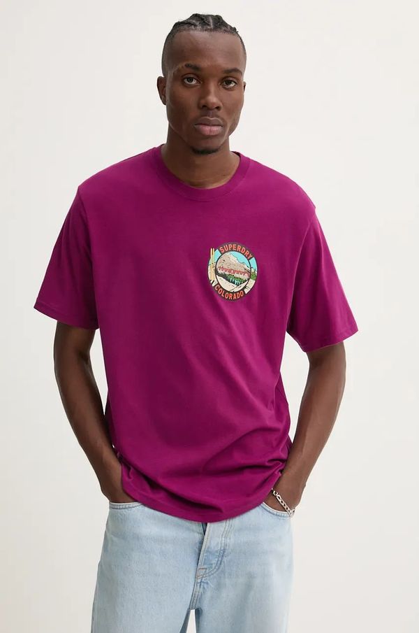 Superdry Pamučna majica Superdry za muškarce, boja: ljubičasta, s tiskom, M1012017A-17L