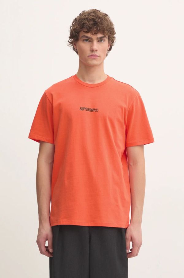 Superdry Pamučna majica Superdry za muškarce, boja: narančasta, s aplikacijom, M1012028A-UM2