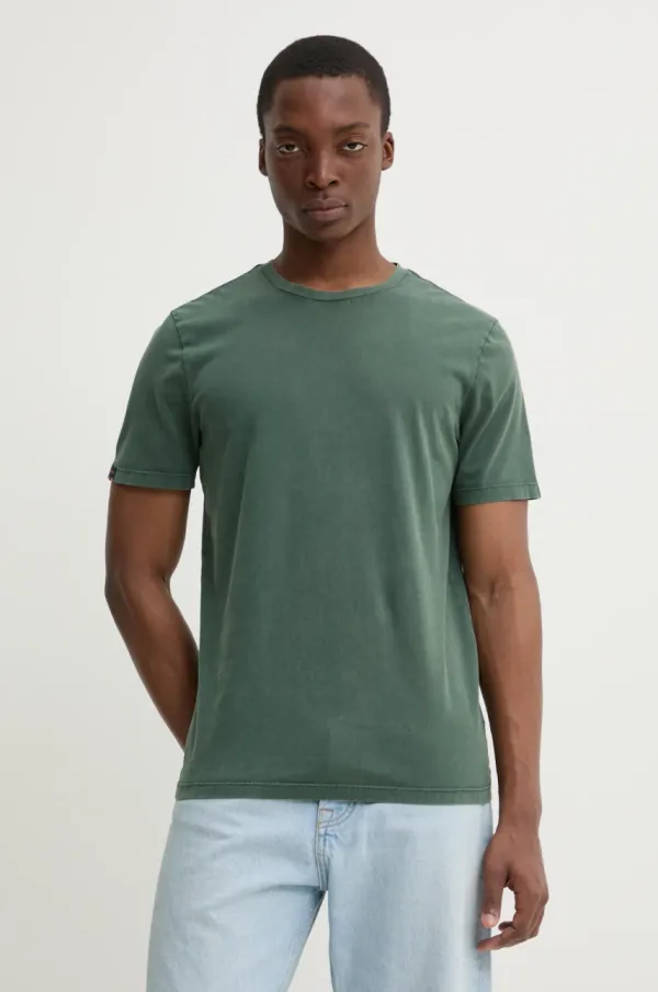 Superdry Pamučna majica Superdry za muškarce, boja: zelena, bez uzorka, M1012226A-D8O