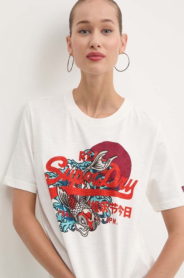 Superdry Pamučna majica Superdry za žene, boja: bijela, W1011506A-34C