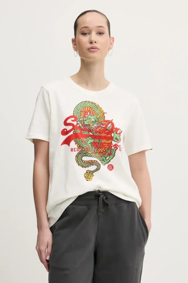 Superdry Pamučna majica Superdry za žene, boja: bijela, W1011627A-1FI