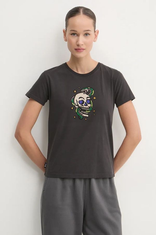 Superdry Pamučna majica Superdry za žene, boja: siva, W1011573A-AWF