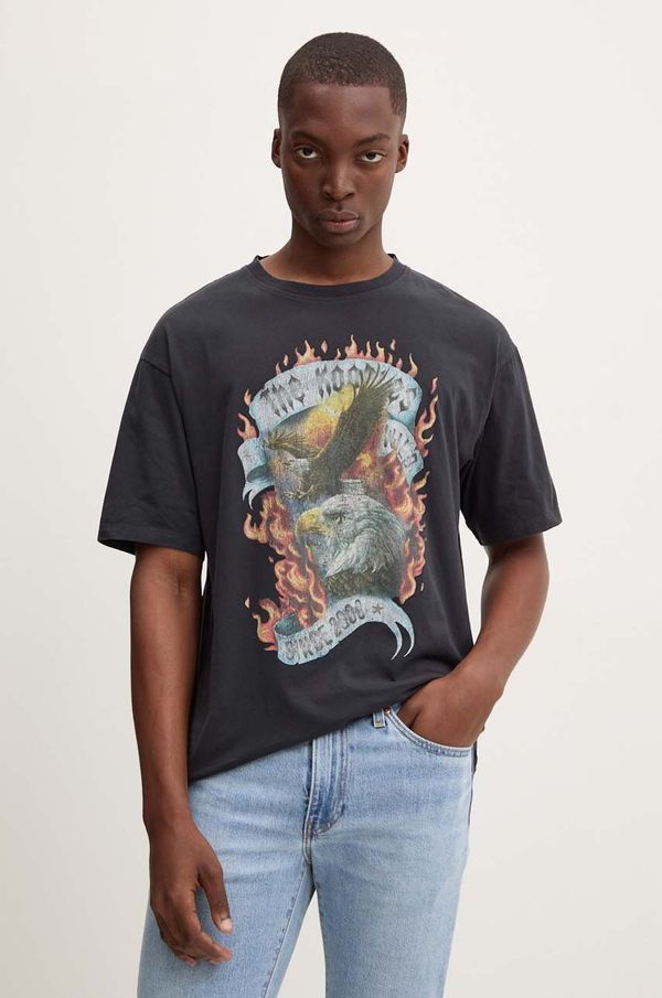 The Kooples Pamučna majica The Kooples za muškarce, boja: crna, s tiskom, HTSC29005K