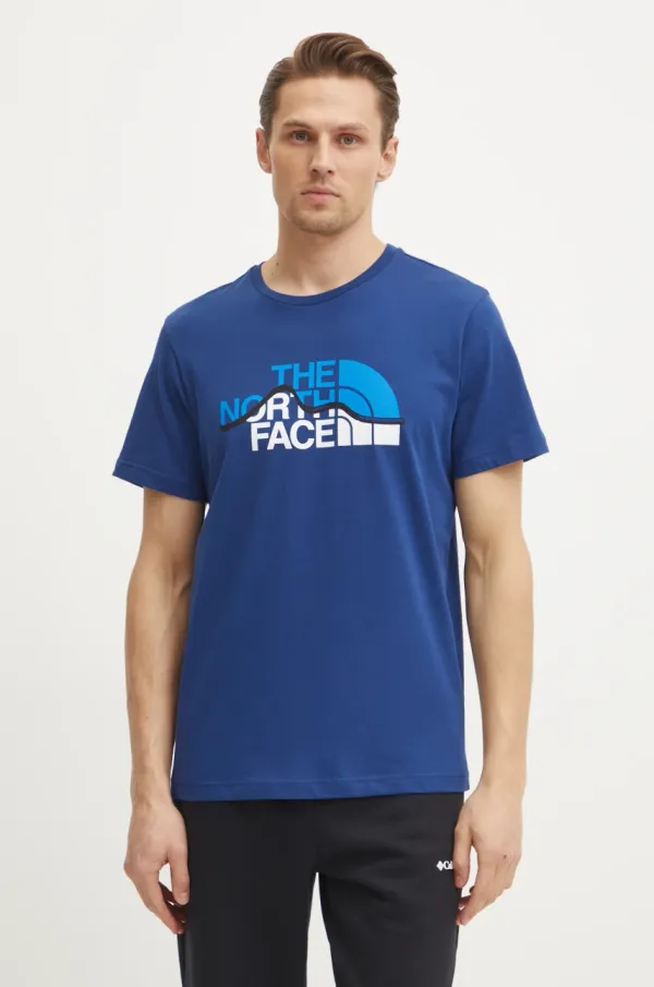 The North Face Pamučna majica The North Face Mountain Line za muškarce, boja: tamno plava, s tiskom, NF0A87NTD1R1