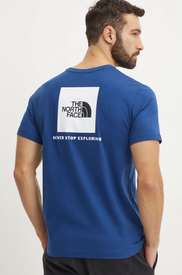 The North Face Pamučna majica The North Face Redbox za muškarce, boja: tamno plava, s tiskom, NF0A87NPH4B1