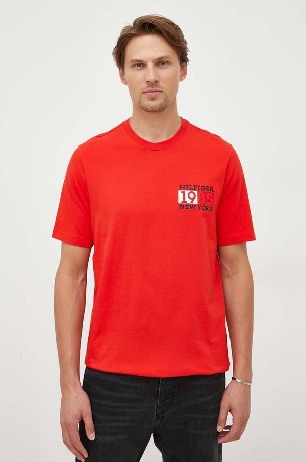 Tommy Hilfiger Pamučna majica Tommy Hilfiger boja: narančasta, s tiskom