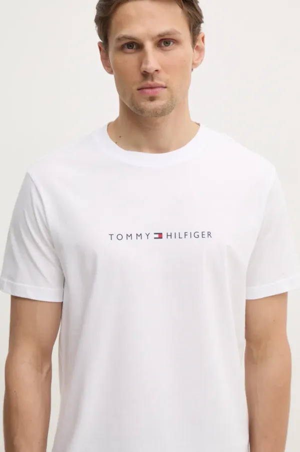 Tommy Hilfiger Pamučna majica Tommy Hilfiger za muškarce, boja: bijela, s tiskom, UM0UM03525