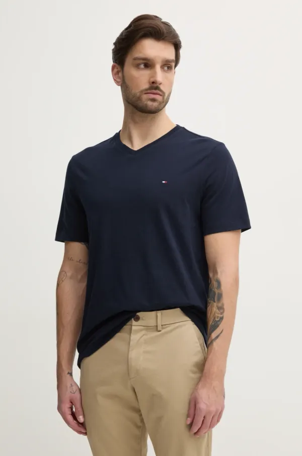 Tommy Hilfiger Pamučna majica Tommy Hilfiger za muškarce, boja: tamno plava, bez uzorka, MW0MW39249