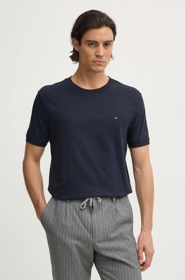 Tommy Hilfiger Pamučna majica Tommy Hilfiger za muškarce, boja: tamno plava, bez uzorka, UM0UM03362