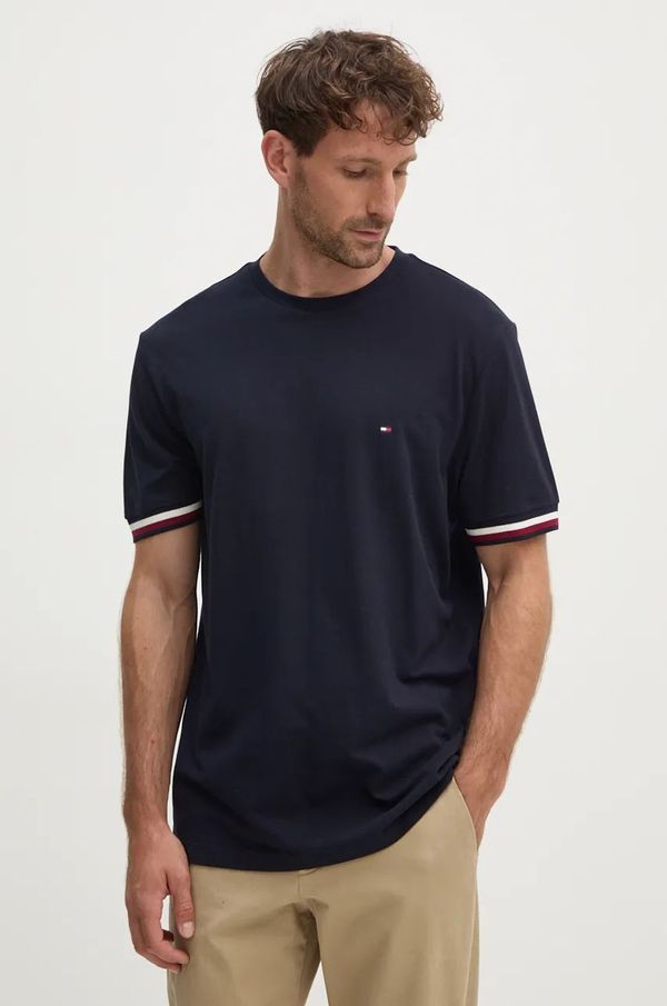 Tommy Hilfiger Pamučna majica Tommy Hilfiger za muškarce, boja: tamno plava, s aplikacijom, MW0MW36452