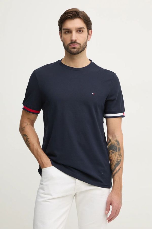 Tommy Hilfiger Pamučna majica Tommy Hilfiger za muškarce, boja: tamno plava, s aplikacijom, MW0MW38078