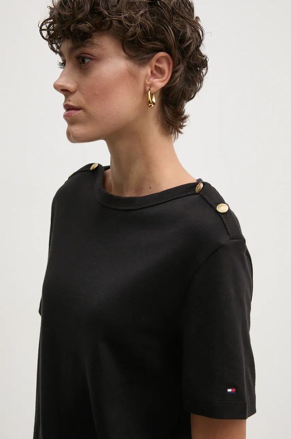 Tommy Hilfiger Pamučna majica Tommy Hilfiger za žene, boja: crna, WW0WW42907