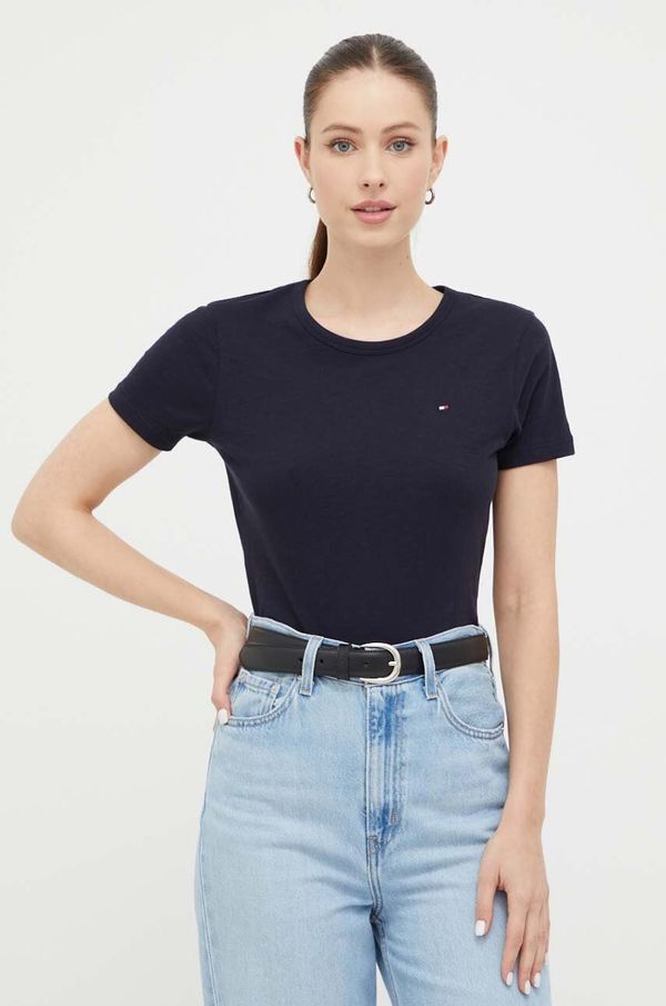 Tommy Hilfiger Pamučna majica Tommy Hilfiger za žene, boja: tamno plava