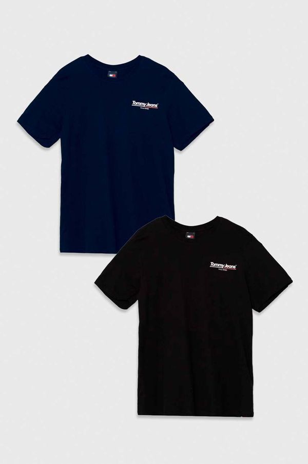 Tommy Jeans Pamučna majica Tommy Jeans 2-pack za muškarce, boja: crna, s tiskom, DM0DM18975