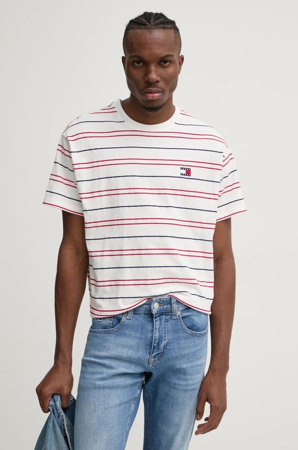 Tommy Jeans Pamučna majica Tommy Jeans za muškarce, boja: bijela, s uzorkom, DM0DM20675