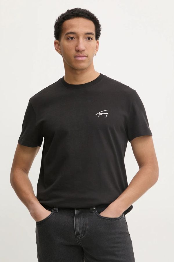 Tommy Jeans Pamučna majica Tommy Jeans za muškarce, boja: crna, s aplikacijom, DM0DM21140