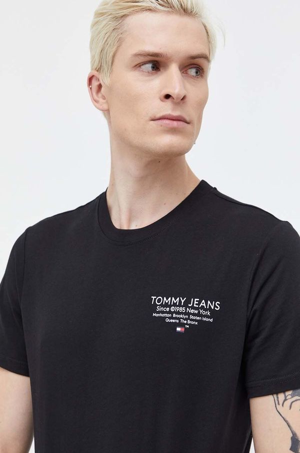 Tommy Jeans Pamučna majica Tommy Jeans za muškarce, boja: crna, s tiskom