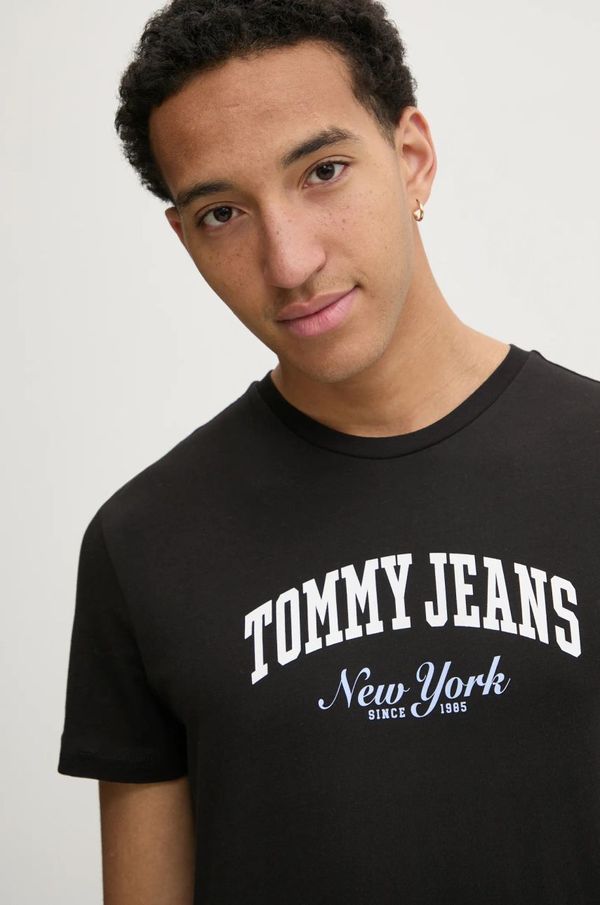 Tommy Jeans Pamučna majica Tommy Jeans za muškarce, boja: crna, s tiskom, DM0DM20362