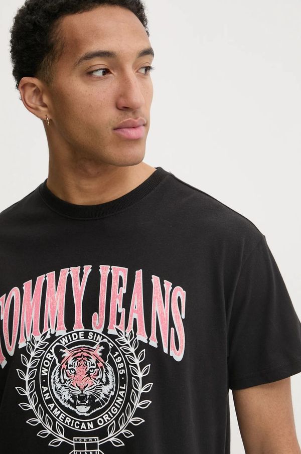 Tommy Jeans Pamučna majica Tommy Jeans za muškarce, boja: crna, s tiskom, DM0DM21191