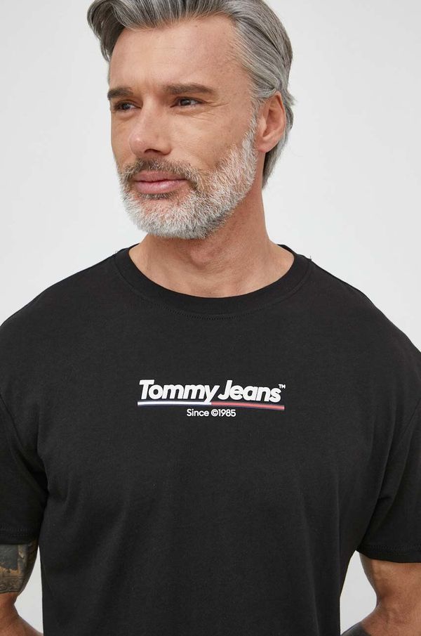 Tommy Jeans Pamučna majica Tommy Jeans za muškarce, boja: crna, s tiskom