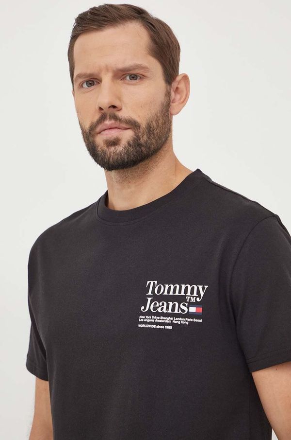 Tommy Jeans Pamučna majica Tommy Jeans za muškarce, boja: crna, s tiskom