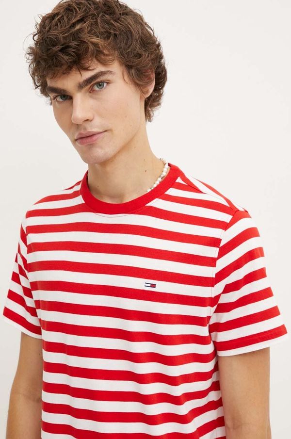 Tommy Jeans Pamučna majica Tommy Jeans za muškarce, boja: crvena, s uzorkom, DM0DM20420