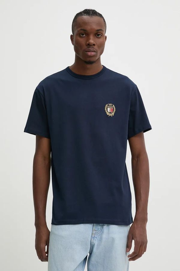 Tommy Jeans Pamučna majica Tommy Jeans za muškarce, boja: tamno plava, s aplikacijom, DM0DM19687
