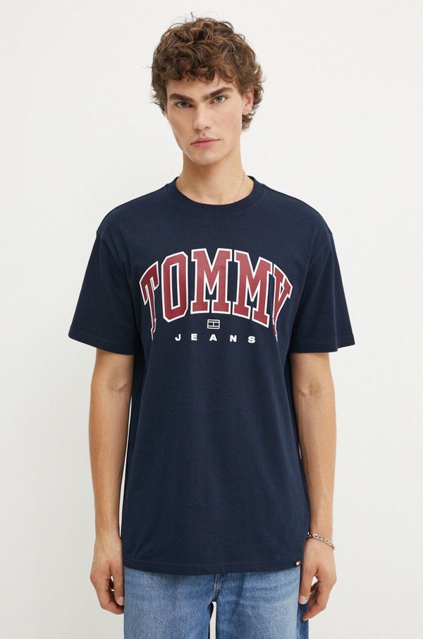 Tommy Jeans Pamučna majica Tommy Jeans za muškarce, boja: tamno plava, s tiskom, DM0DM18537