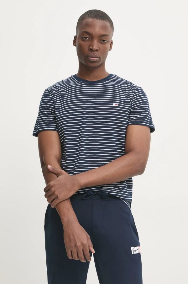 Tommy Jeans Pamučna majica Tommy Jeans za muškarce, boja: tamno plava, s uzorkom, DM0DM20377