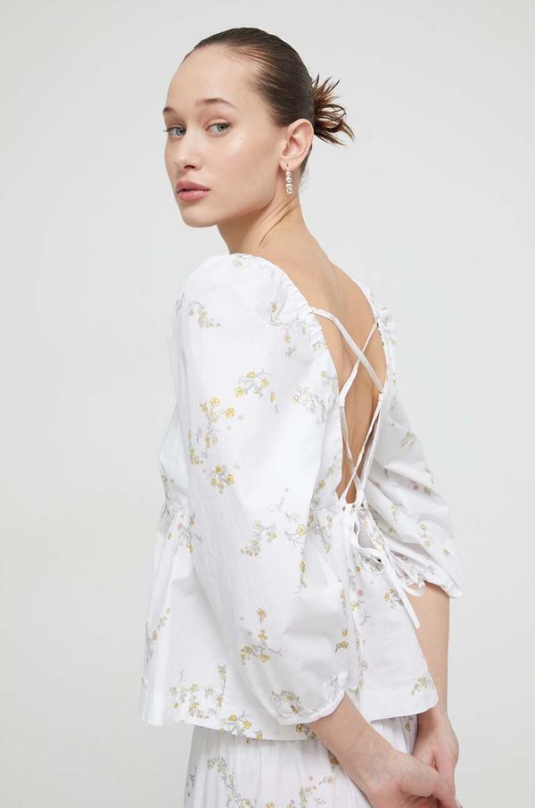 Tommy Jeans Pamučna majica Tommy Jeans za žene, boja: bež, s uzorkom